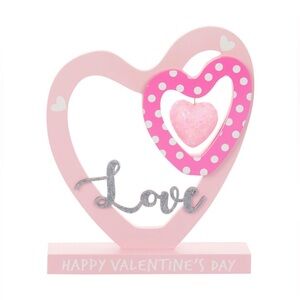 Valentine's Day MDF Double Heart Table Top Décor